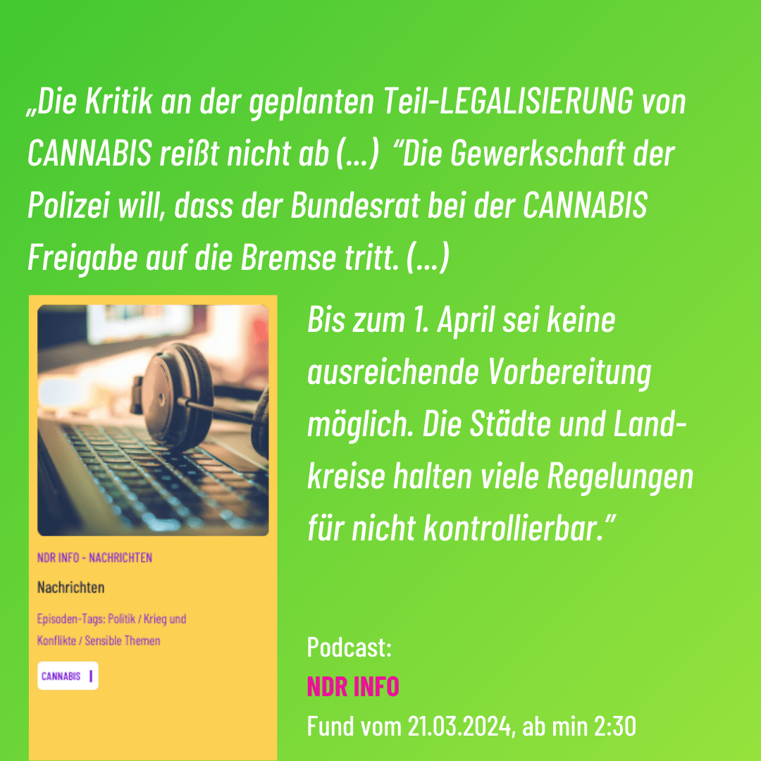 Podcast Zitat NDR Info Nachrichten zum Thema Cannabis Legalisierung
